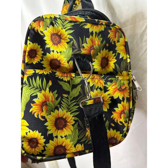 Sunflower Print Mini Tote Bag with Adjustable Strap - Picture 3 of 4
